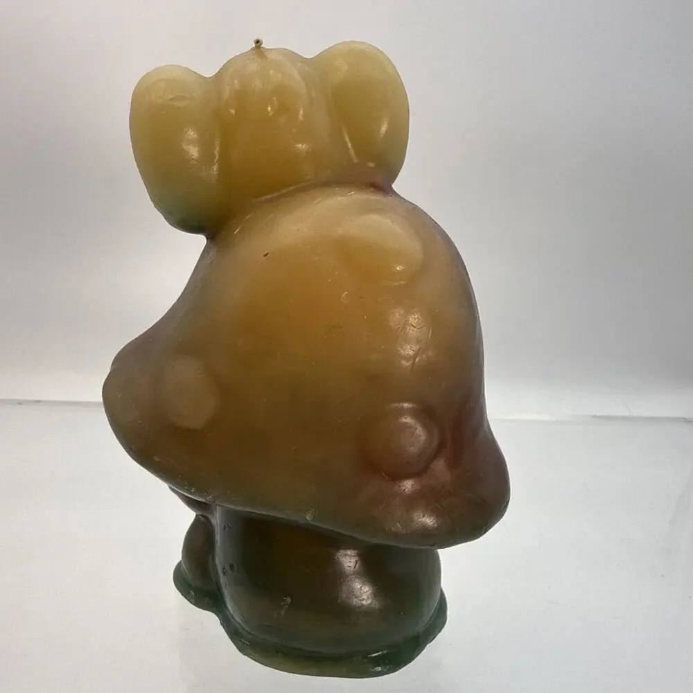 Rare Vtg Mushroom Gnome/Mouse Candle Elf German Whimsy Wax Art Carved